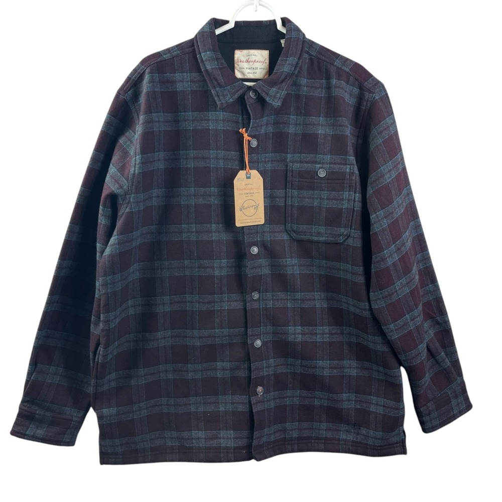 Weatherproof Vintage Plaid Flannel Shirt Mens XL Thick Heavy Warm Cotton Red